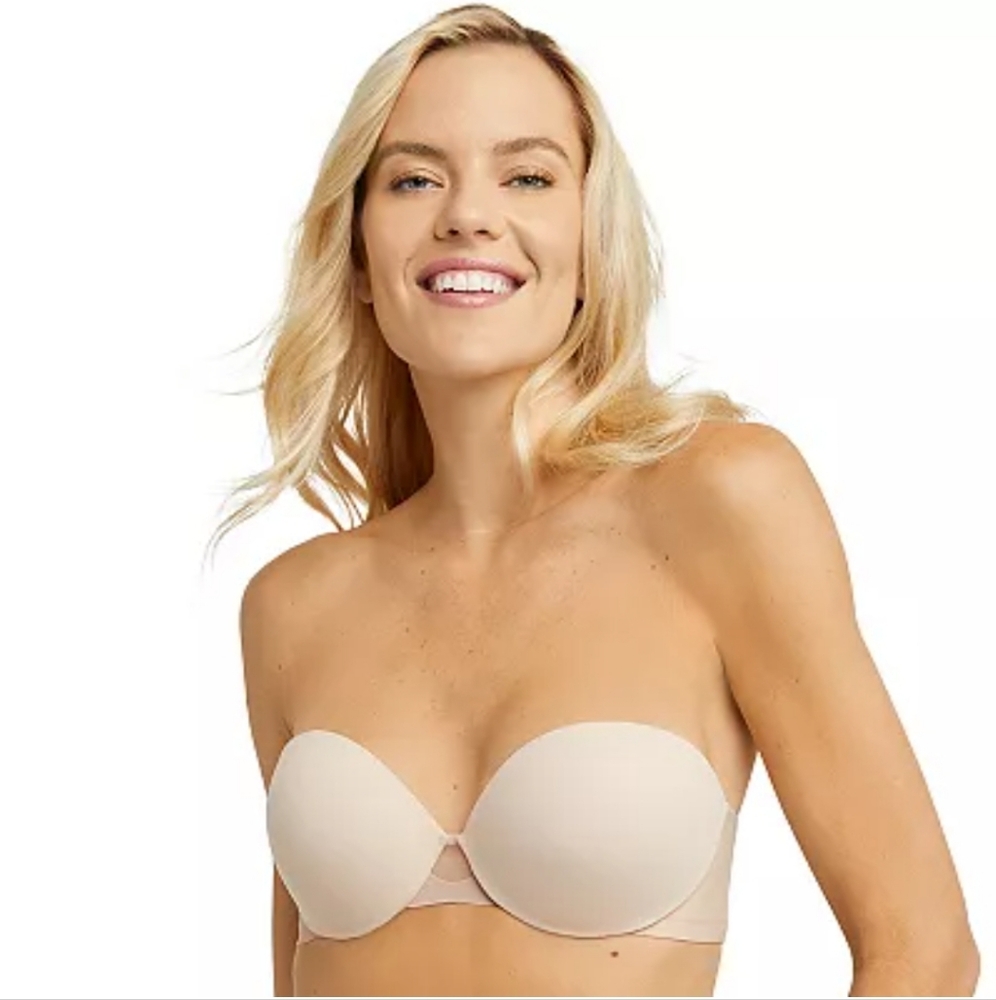 Maidenform strapless bra, strap 6 ways, 36D, tan, no pinch no poke, NWT